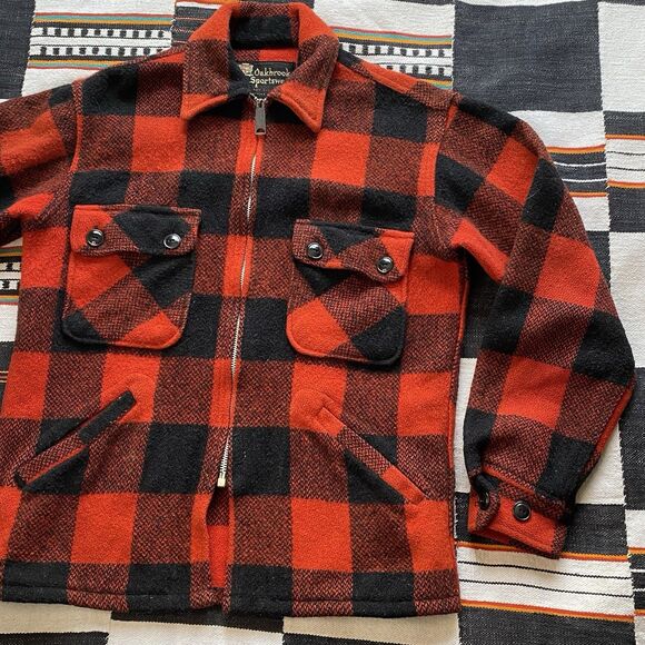 Vintage Oakbrook Sportswear Wool Zip Up Collared Buffalo Plaid House Coat. Small - Picture 10 of 15